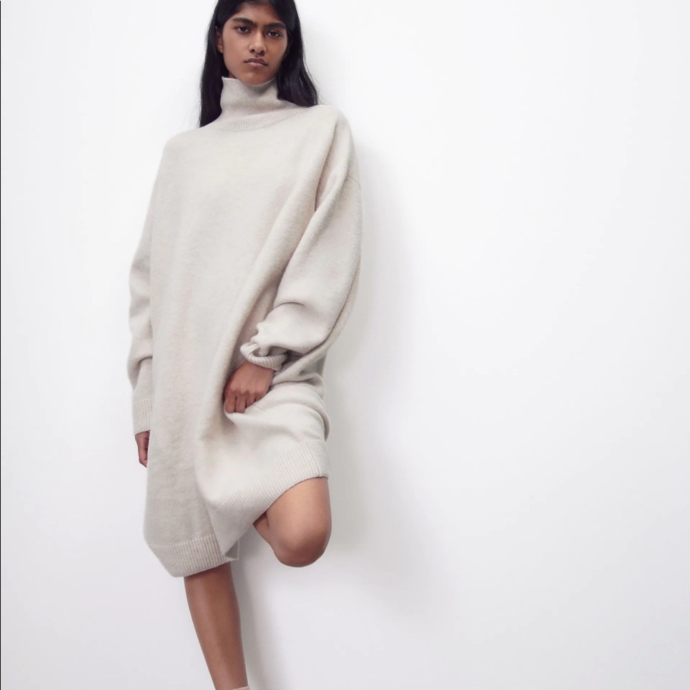Zara Ecru Knit Sweater Dress - Blogger Favorite